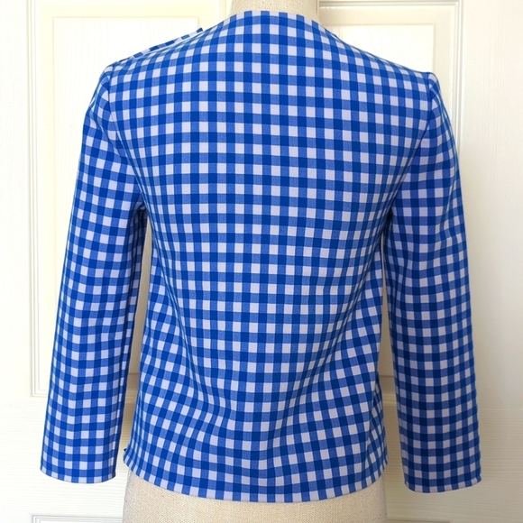 Diane Von Furstenberg Blue Gingham Blouse - Picture 4 of 7
